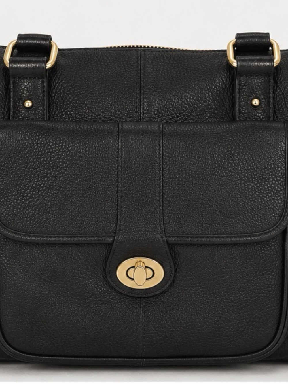 NWT Ora Delphine Black Pebbled Leather Satchel Purse w/ Dust Bag - Picture 3 of 3